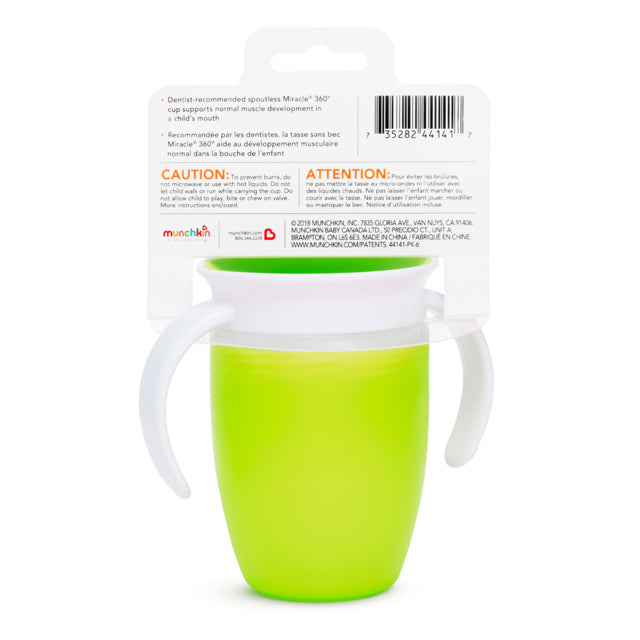 Munchkin Miracle 360 Trainer Cup 7oz Green Age- 6 Months & Above