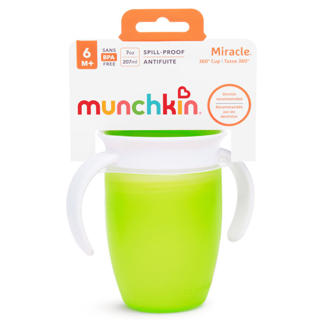 Munchkin Miracle 360 Trainer Cup 7oz Green Age- 6 Months & Above
