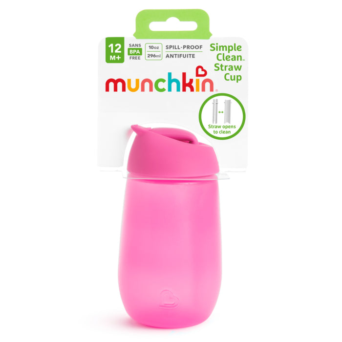 Munchkin Simple Clean Straw Cup 10oz Pink Age- 12 Months & Above