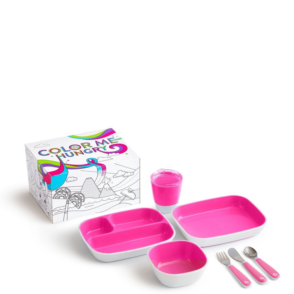 Munchkin Splash Dining Set of 7 Pink/White Age 18 Months & Above