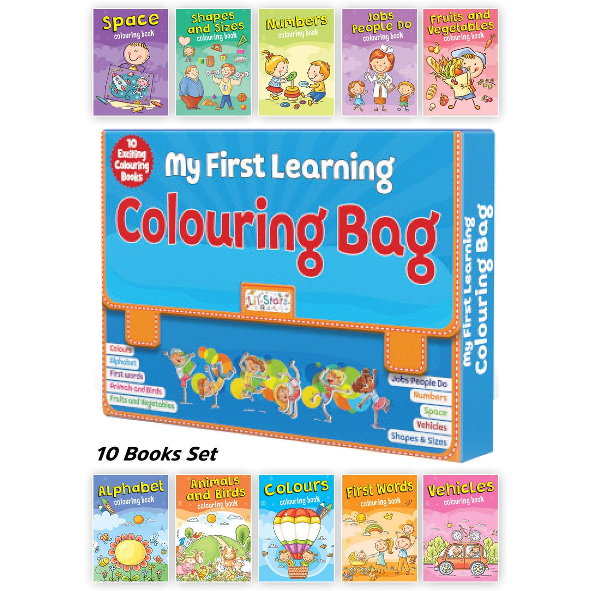 My First Learning Colouring Bag - Set of 10 Exciting Colouring Books ...