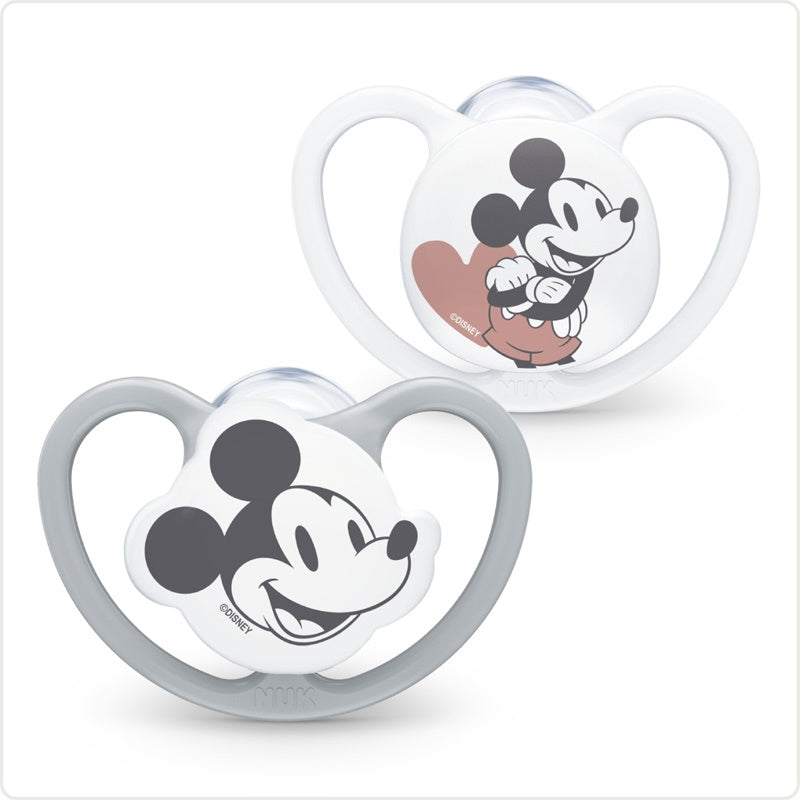 NUK Disney Mickey Space Soothers Pack of 2 Grey Age- 6 Months to 18 Months