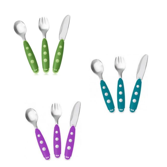 NUK Easy Learning Maxi Cutlery Set Stainless Steel Assorted Age- 8 Months & Above