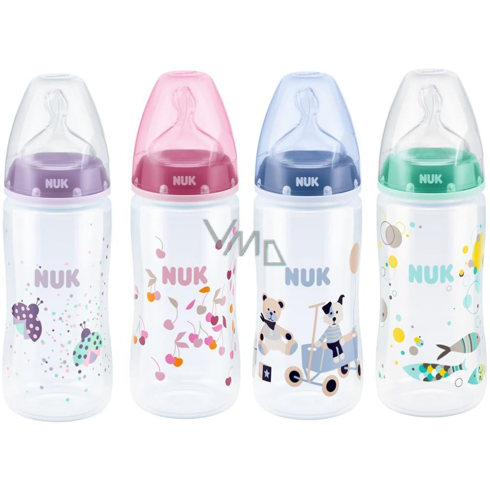 NUK First Choice Silicone Teat Bottle Assorted 300ml Age- Newborn and Above