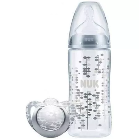NUK Gold Limited Edition First Choice Plus Baby Bottle (300 Ml) Silver Age- Newborn to 6 Months