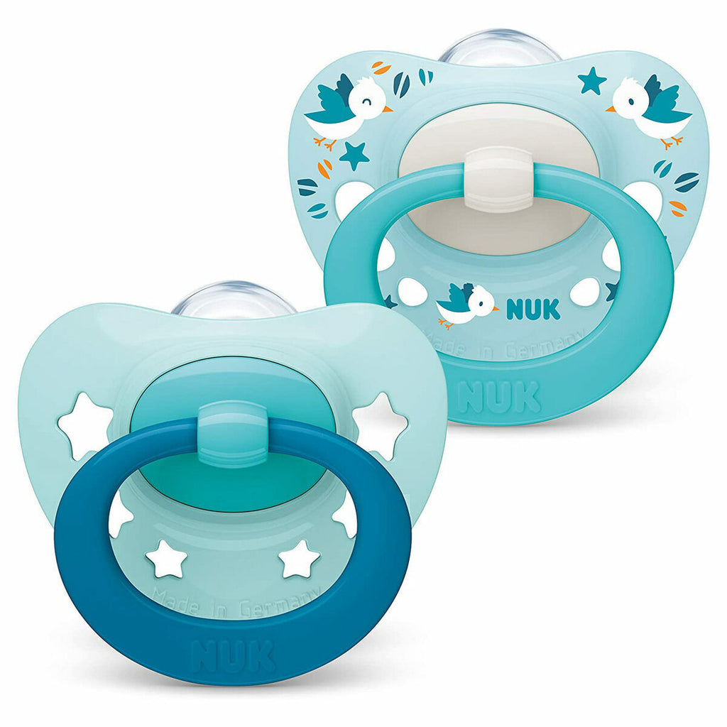 NUK Silicone Signature Soother Pack of 2 Blue Age- Newborn to 6 Months 