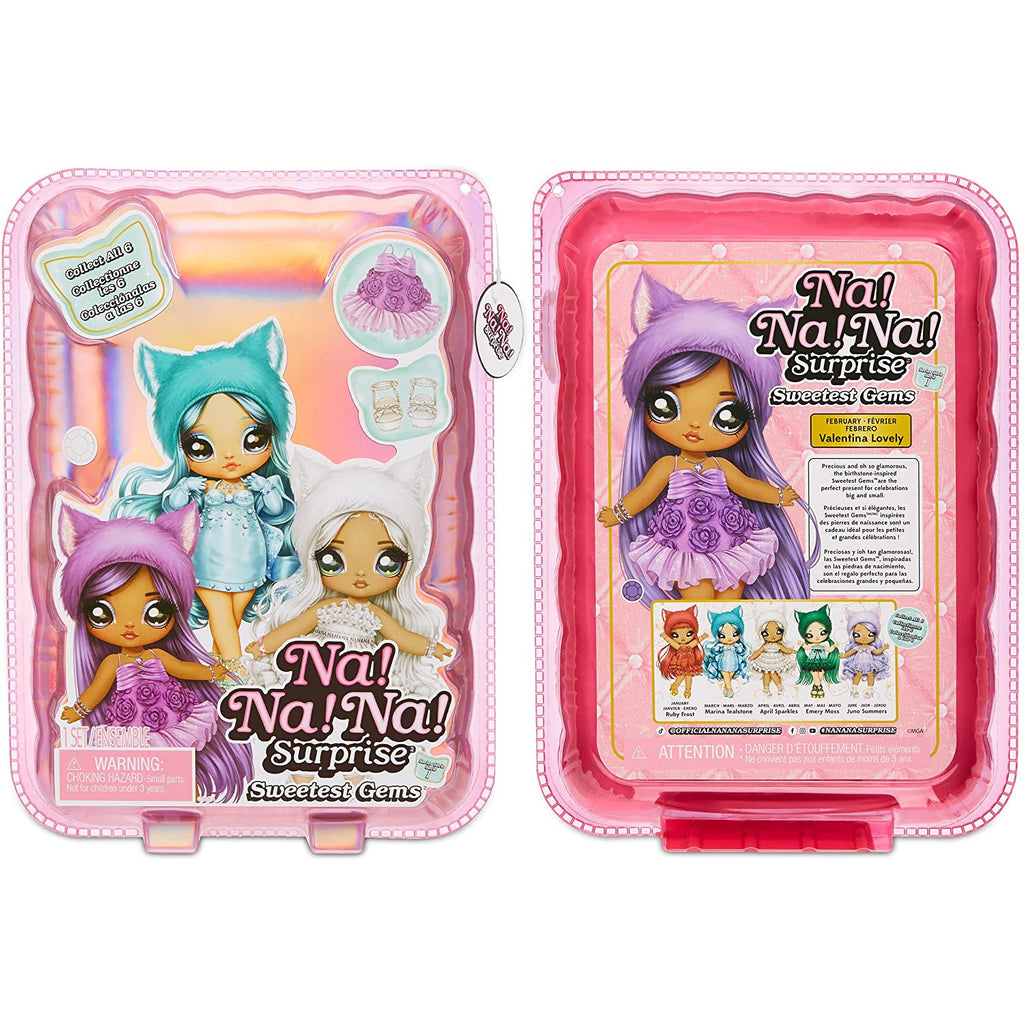 Na! Na! Na! Surprise Sweetest Gems April Sparkles Fashion Doll Diamond Birthstone Inspired with White Hair, Ruffle Satin Dress & Brush Multicolor Age- 3 Years & Above