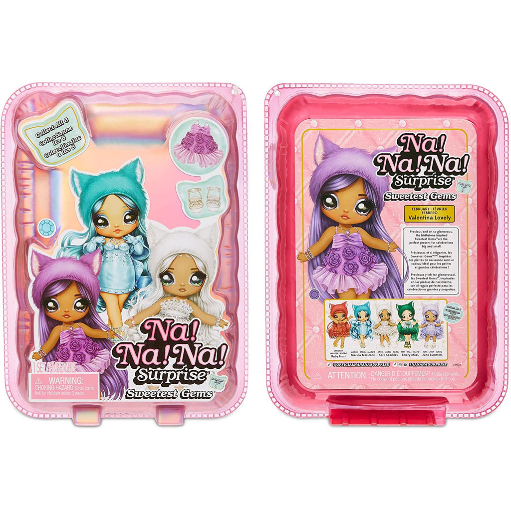 Na! Na! Na! Surprise Sweetest Gems Emery Moss 7.5" Fashion Doll Emerald Birthstone Inspired with Teal Hair, Smocked Satin Dress & Brush  Multicolor Age- 3 Years & Above