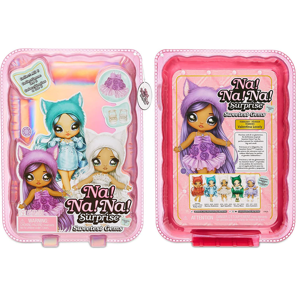 Na! Na! Na! Surprise Sweetest Gems Juno Summers 7.5" Fashion Doll Light Amethyst Birthstone Inspired with Lavender Hair, Purple Dress & Brush  Multicolor Age- 3 Years & Above