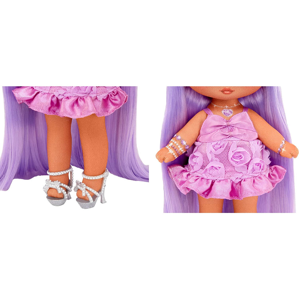 Na! Na! Na! Surprise Sweetest Gems Valentina Lovely 7.5" Fashion Doll Amethyst Birthstone Inspired with Purple Hair, Satin Dress & Brush  Multicolor Age- 3 Years & Above