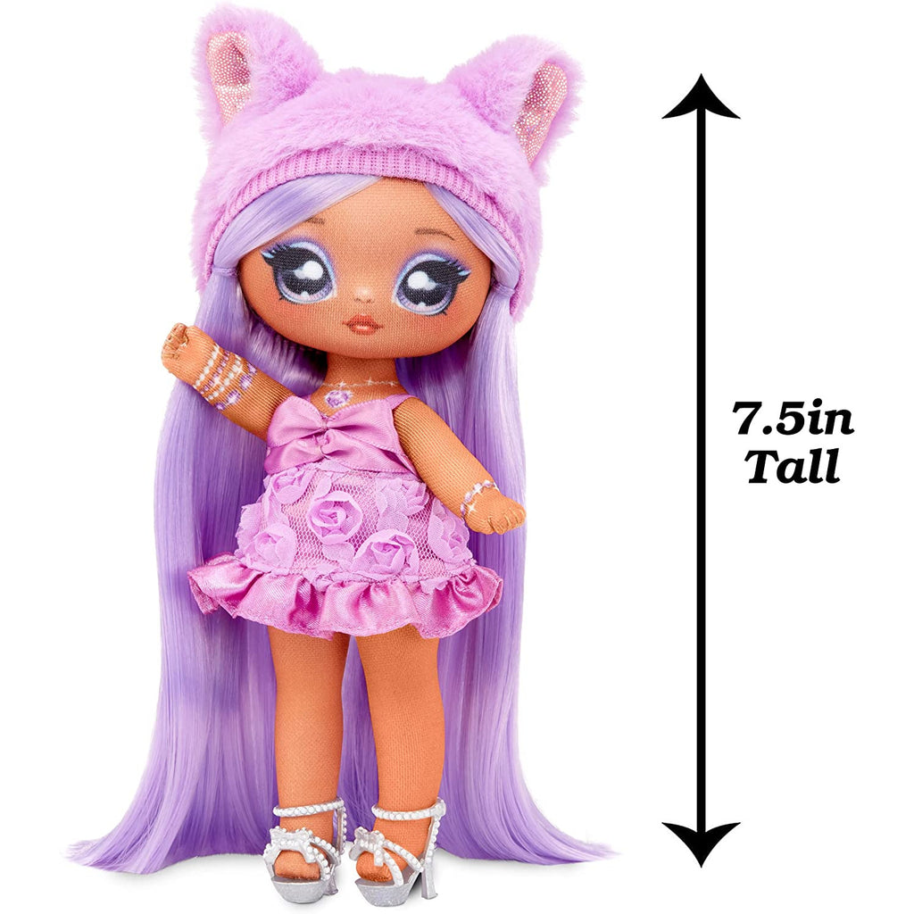 Na! Na! Na! Surprise Sweetest Gems Valentina Lovely 7.5" Fashion Doll Amethyst Birthstone Inspired with Purple Hair, Satin Dress & Brush  Multicolor Age- 3 Years & Above