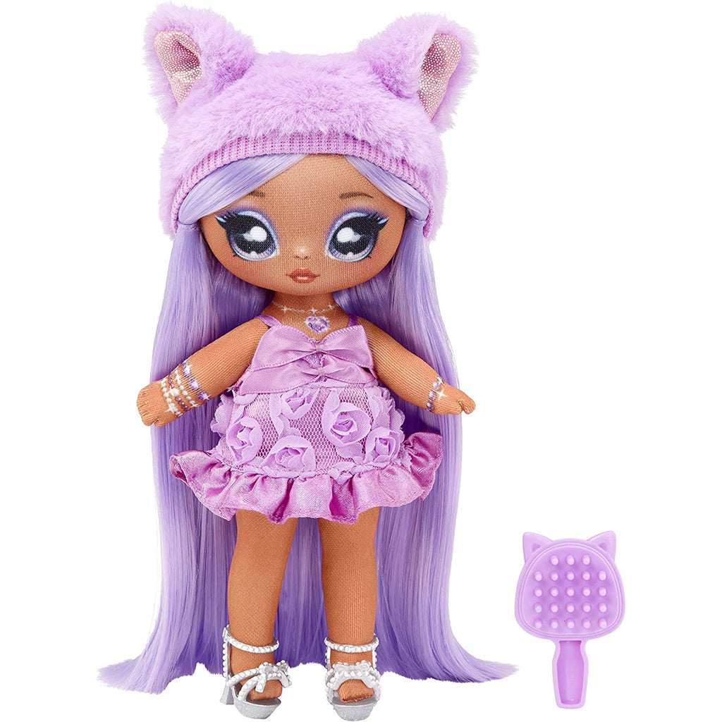 Na! Na! Na! Surprise Sweetest Gems Valentina Lovely 7.5" Fashion Doll Amethyst Birthstone Inspired with Purple Hair, Satin Dress & Brush  Multicolor Age- 3 Years & Above
