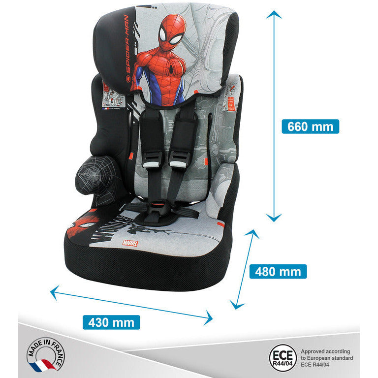 Nania Beline Carseat For Group 1/2/3 Spiderman Age- 2 Years to 10 Years (Holds from 9kg to 36kg)