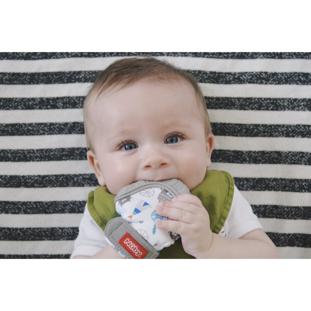Nuby Teething Mitten Grey Age- 3 Months & Above