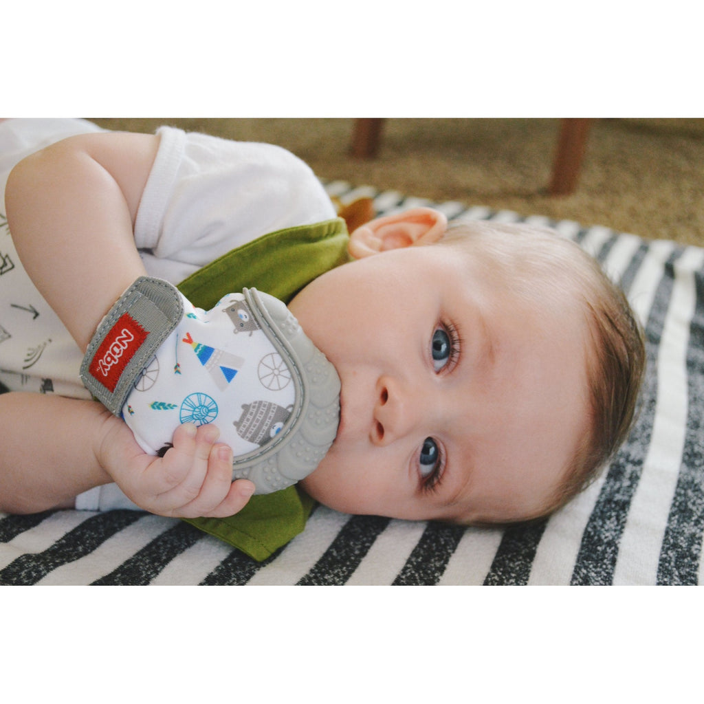 Nuby Teething Mitten Grey Age- 3 Months & Above