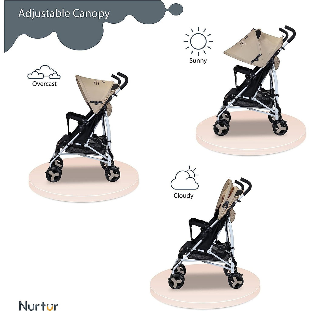Nurtur Care From The Heart Luca Cat Baby/Kids Lightweight Stroller – 0 – 36 Months,Storage Basket,Detachable Bumper,5 Point Safety Harness,Compact Design,Shoulder Strap Official Product,Multicolorcolor Multicolorcolor Age 3 Months To 36 Months