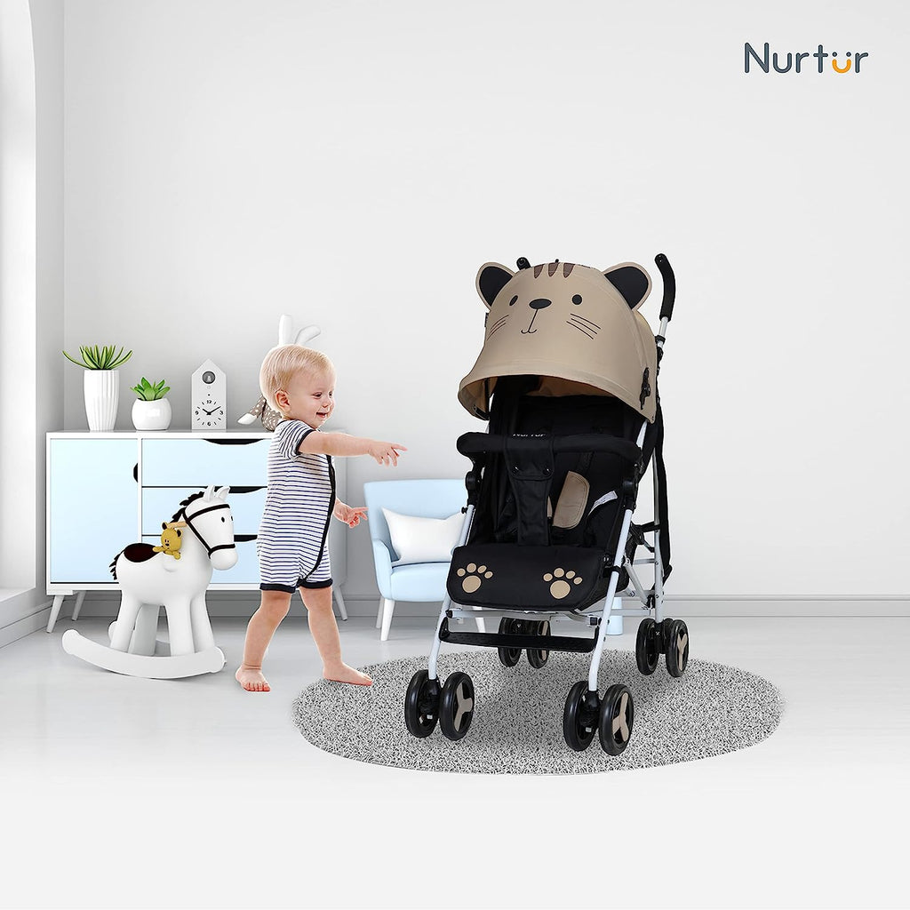 Nurtur Care From The Heart Luca Cat Baby/Kids Lightweight Stroller – 0 – 36 Months,Storage Basket,Detachable Bumper,5 Point Safety Harness,Compact Design,Shoulder Strap Official Product,Multicolorcolor Multicolorcolor Age 3 Months To 36 Months
