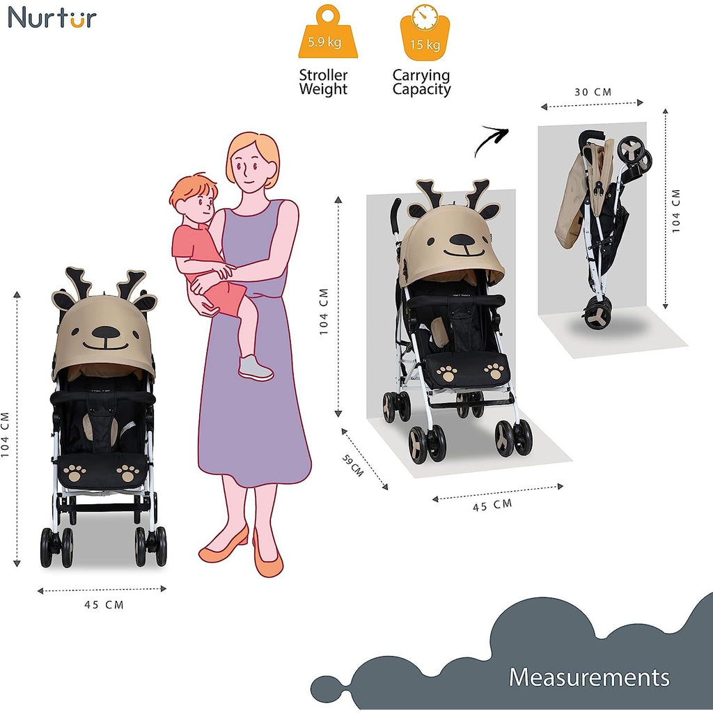 Nurtur Luca Baby/Kids Lightweight Stroller – (0 – 36 Months), Storage Basket, Detachable Bumper, 5 Point Safety Harness, Compact Design, Shoulder Strap (Official Nurtur Product, Multicolorcolor Multicolorcolor Age 3 Months To 36 Months