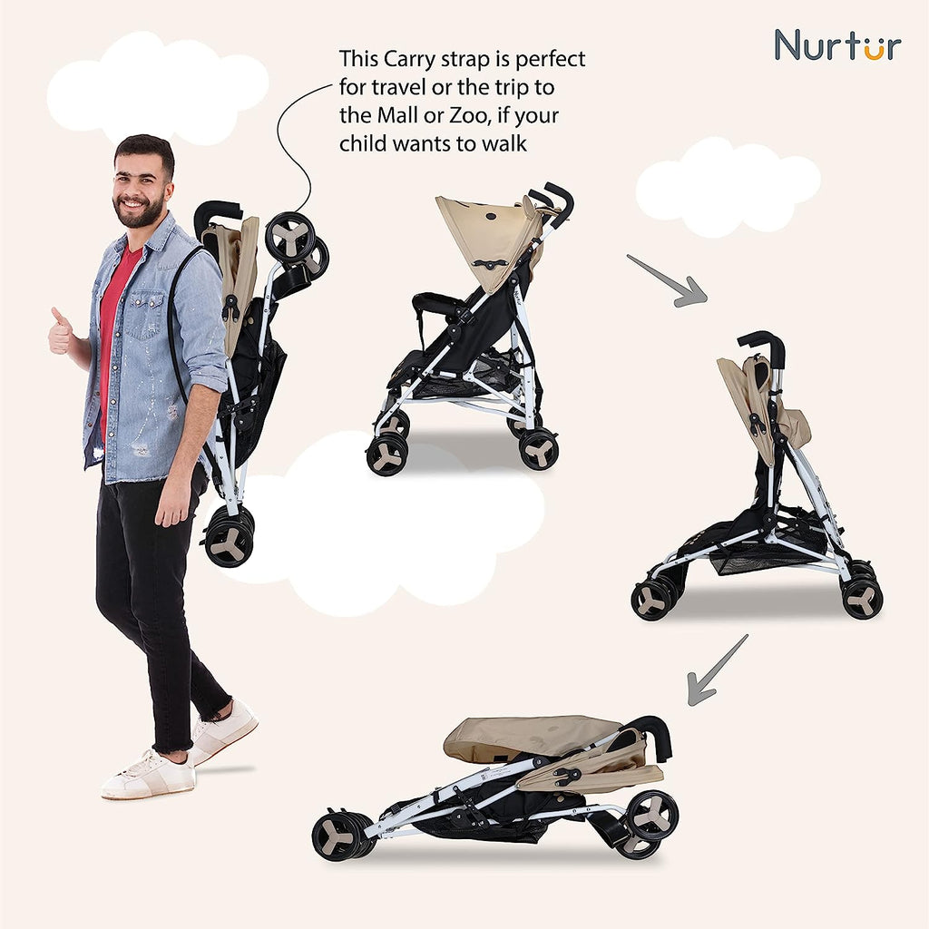 Nurtur Luca Baby/Kids Lightweight Stroller – (0 – 36 Months), Storage Basket, Detachable Bumper, 5 Point Safety Harness, Compact Design, Shoulder Strap (Official Nurtur Product, Multicolorcolor Multicolorcolor Age 3 Months To 36 Months