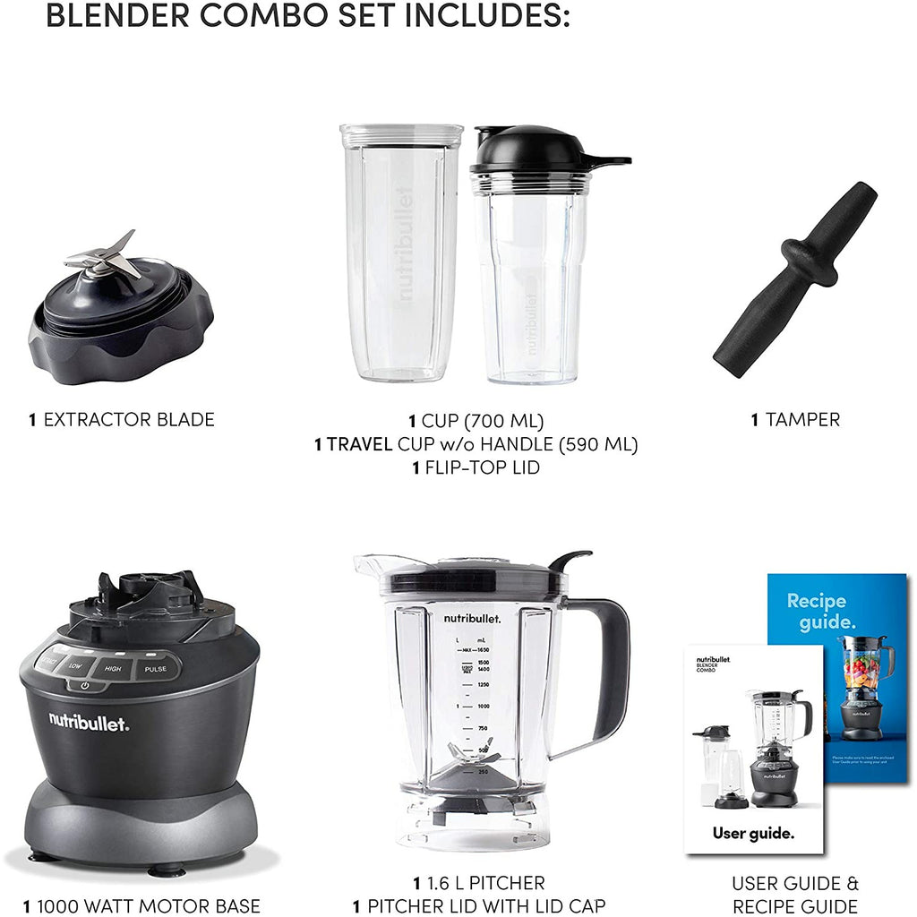 NutriBullet NBC-0910B Full-sized Blender Combo 1000W - Dark Grey