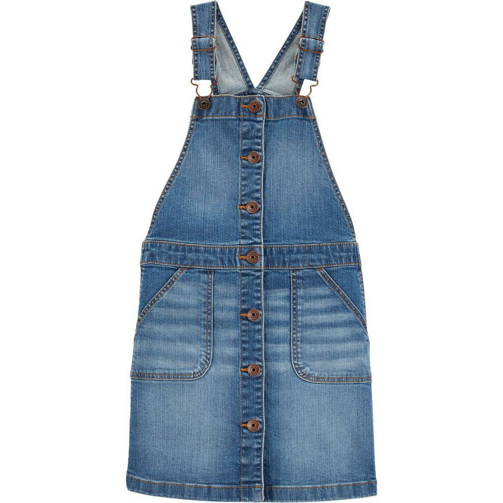 OSHKOSH Button Front Stretch Denim Jumper Girl Blue 2J003610 Peekaboo