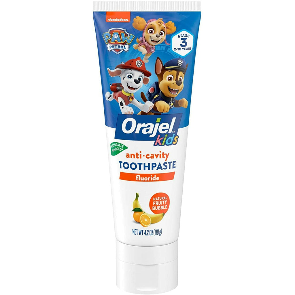 Orajel Kids Paw Patrol Anti-Cavity Fluoride Toothpaste, Orange and Banana Flavor, 4.2oz 2-10Y