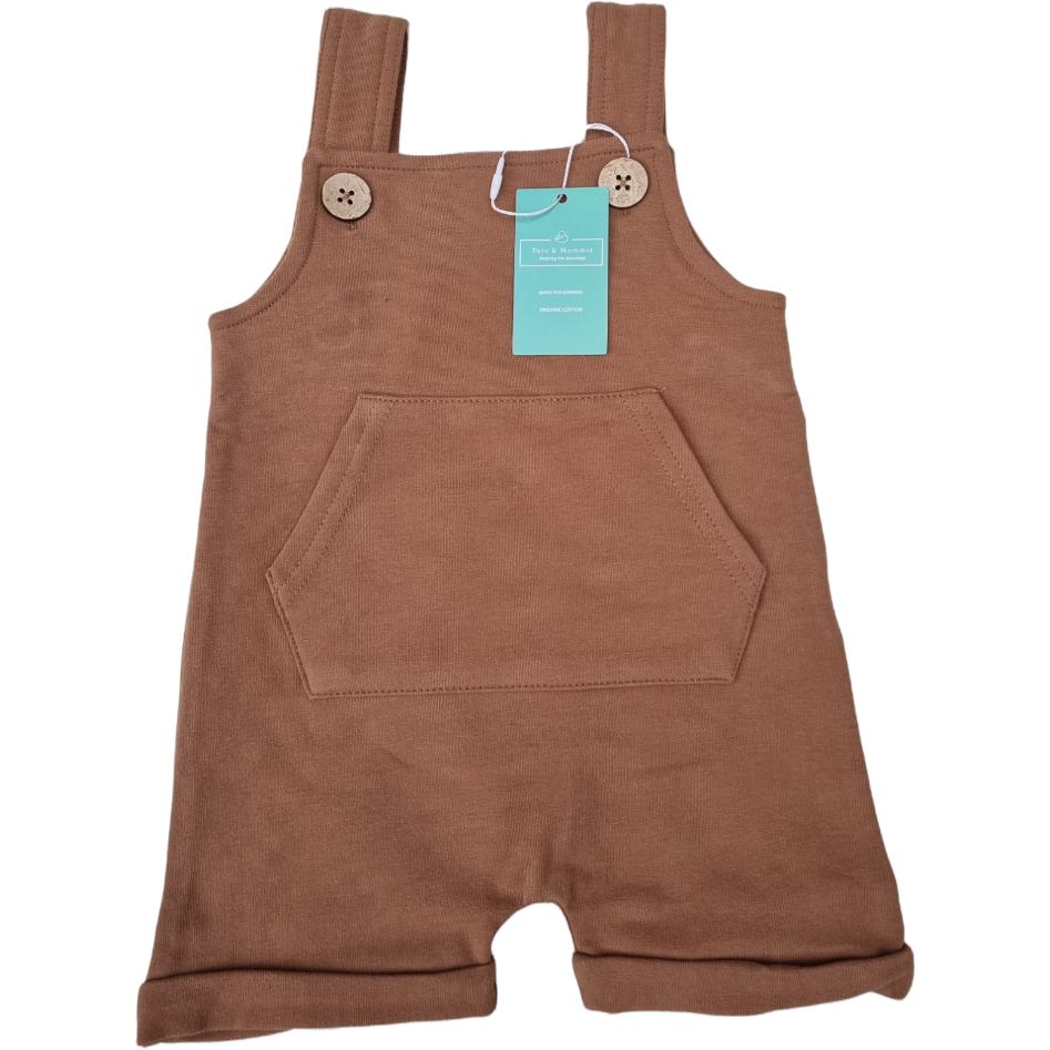 Toto & Mommie Organic Cotton Almond Dungaree Shorts