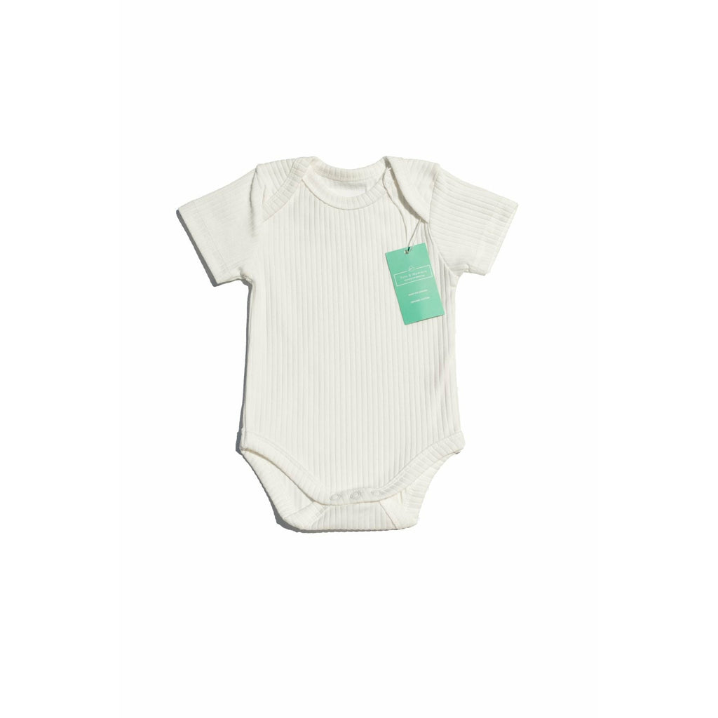 Organic Cotton Ivory Short sleeved Ribbed Bodysuit