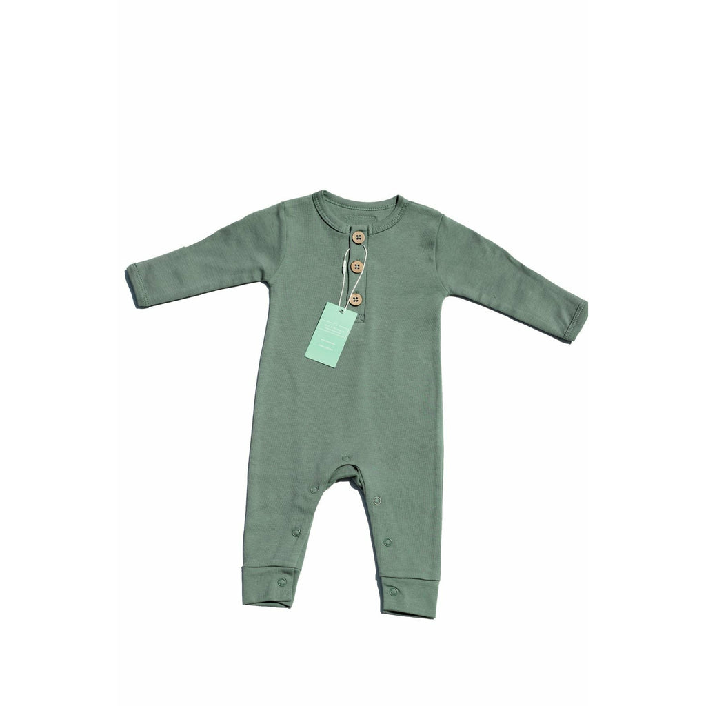 Organic Cotton Moss Buttoned Romper