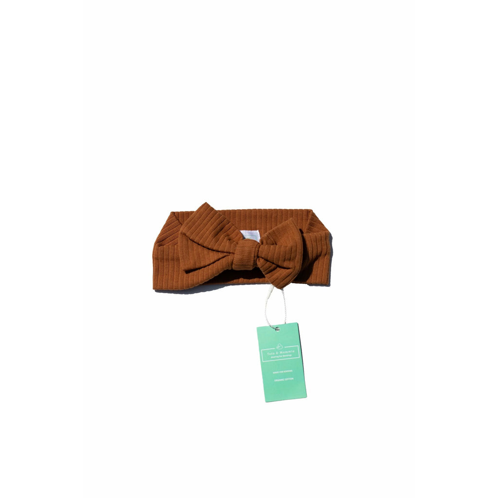 Organic Cotton Pecan Ribbed Bow