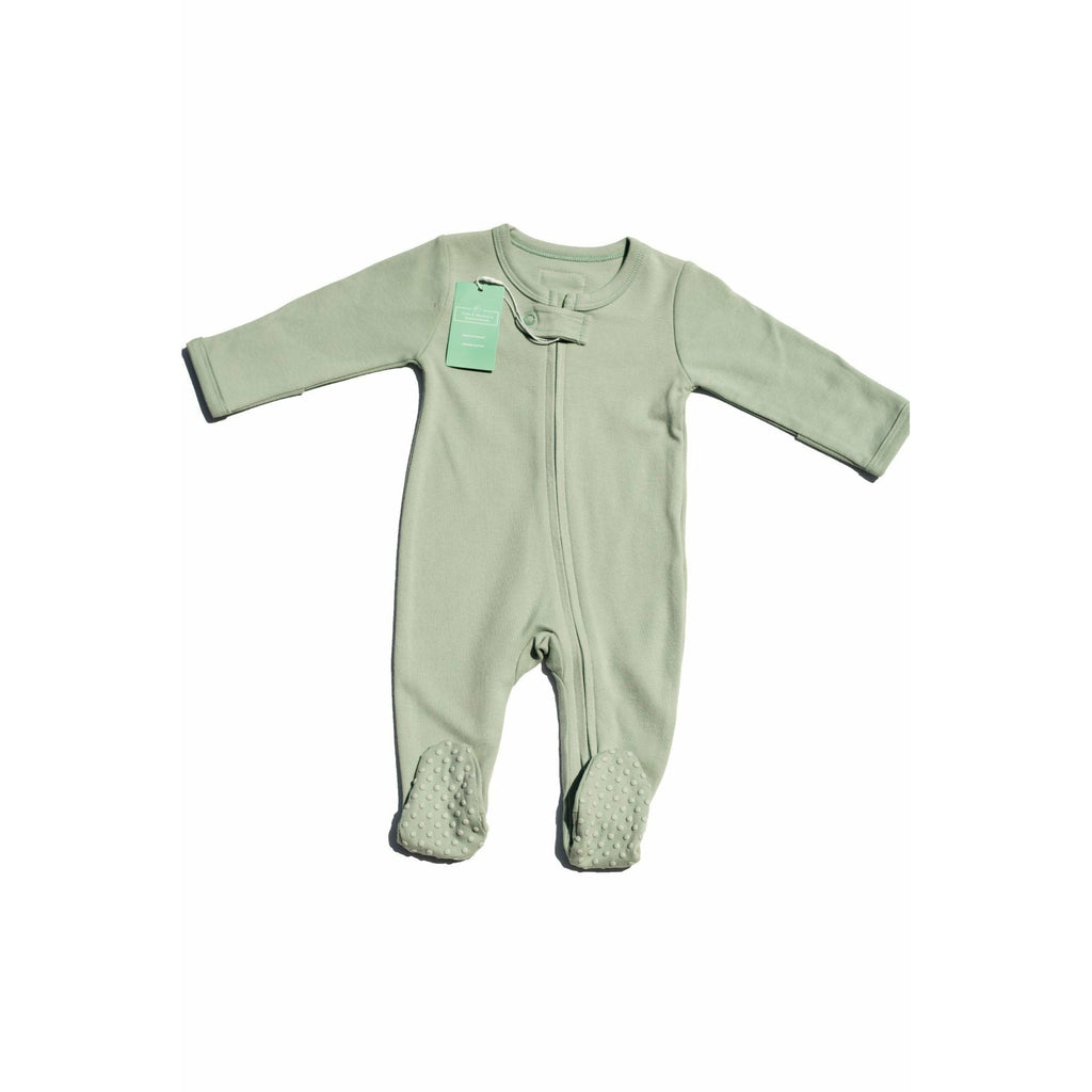 Organic Cotton Sage Zipped Romper