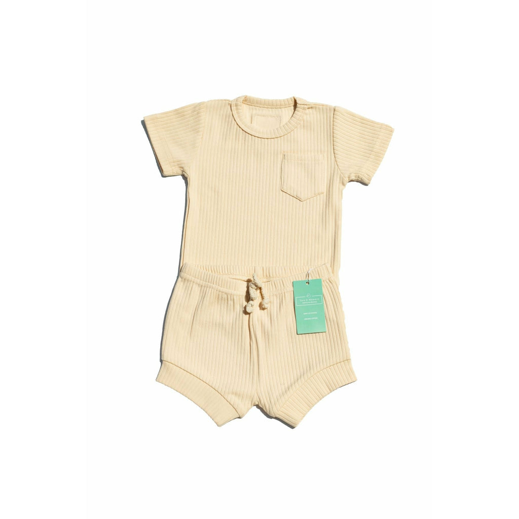 Organic Cotton Sand Ribbed Shorts set