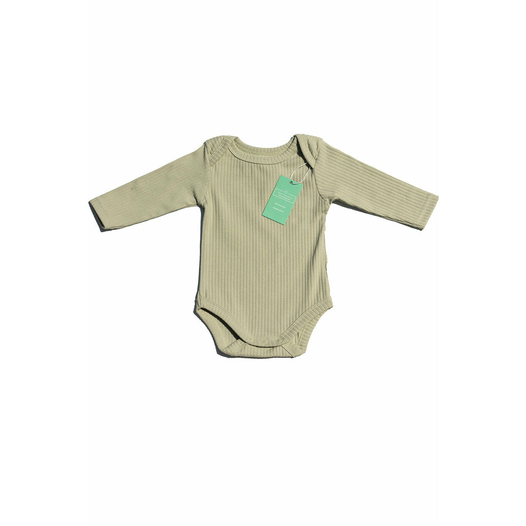 Organic Cotton Seafoam Long sleeved Ribbed Bodysuit