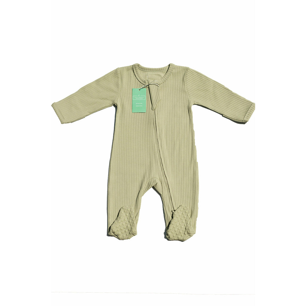 Organic Cotton Seafoam Ribbed zipped Romper