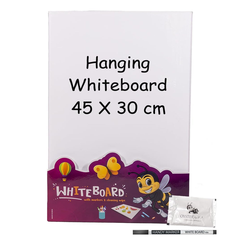 Oyster Play White Board Set with Rewritable with 1 Marker Pen & Wipes Large (30 x45 cm)  Age-3 Years & Above