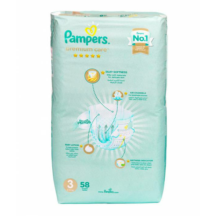 Pampers Premium Care Daipers Size-3 58 Pieces 6-11kg