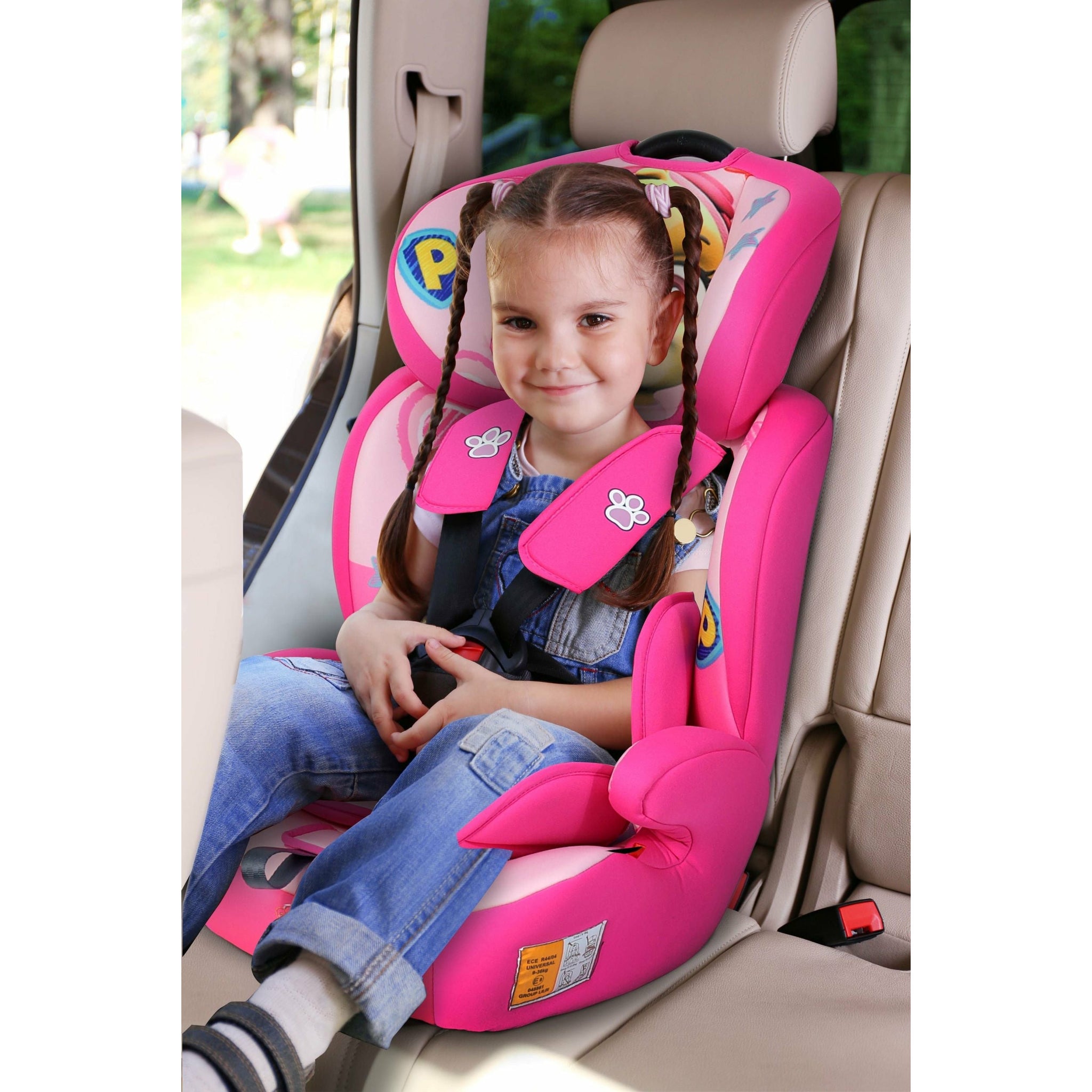 Paw Patrol Baby Kids 3 In 1 3 In 1 Car Seat Booster Seat Adjustable Backrest Extra Protection Holds Upto 36Kg Pink Age 9 Months to 12 Years Peekaboo