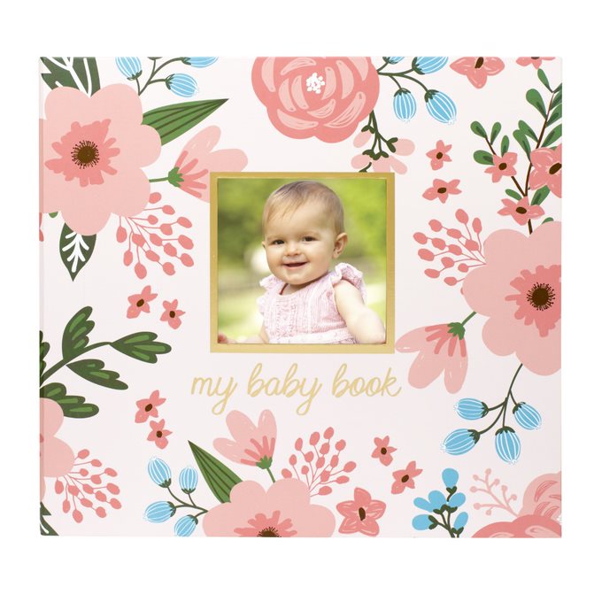 Pearhead Baby’s Memory Book with 16 Sticker Floral Age-Newborn & Above