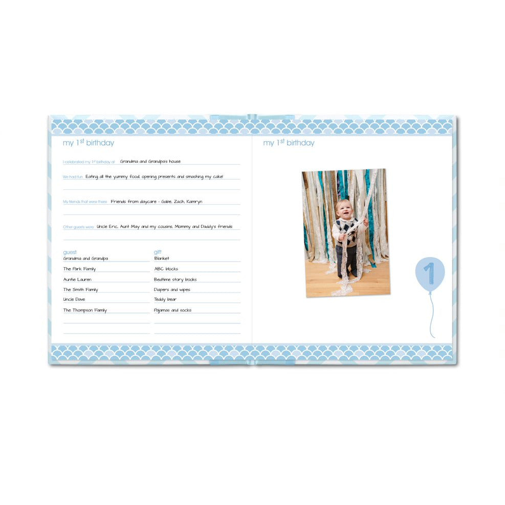 Pearhead Chevron Baby My Memory Book Blue Age-Newborn & Above