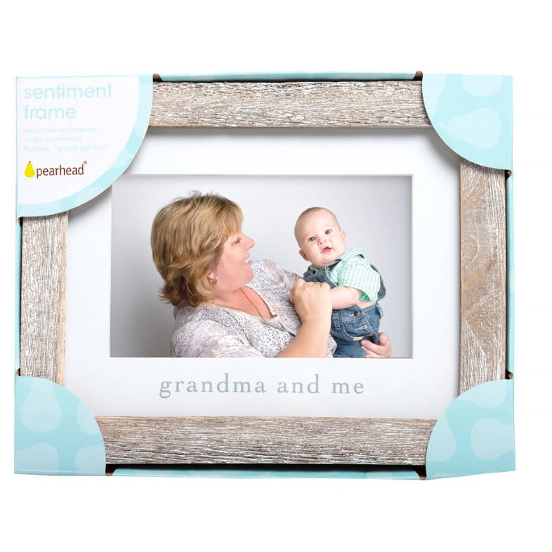 Pearhead “Grandma and Me” Sentiment Frame Rustic Beige Sand & White Age-Newborn & Above