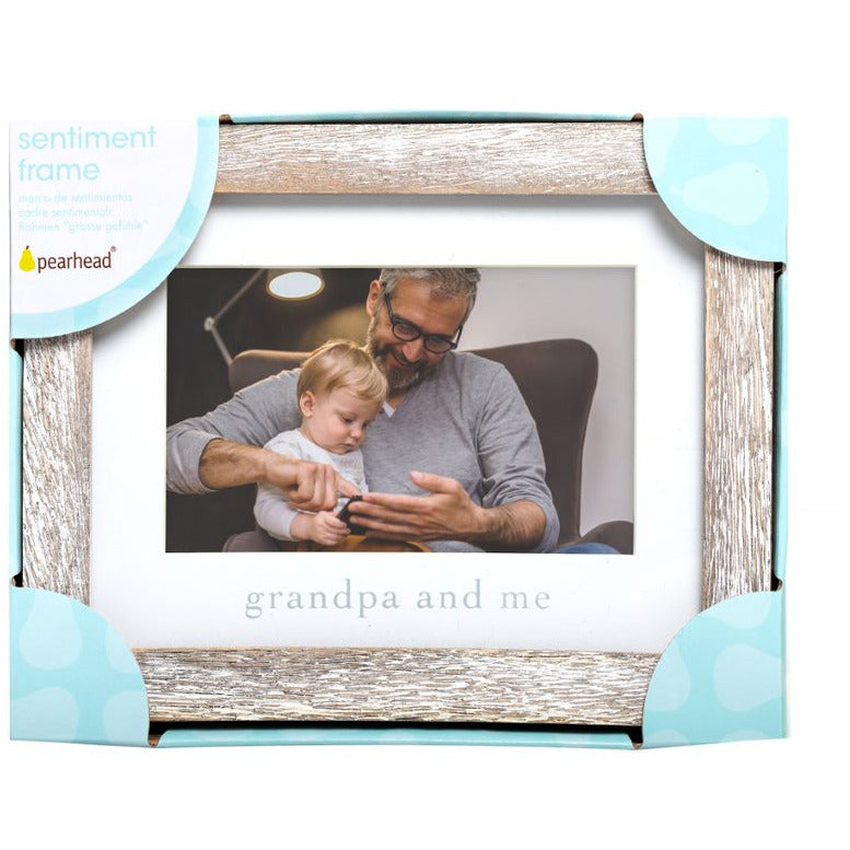 Pearhead “Grandpa and Me” Sentiment Frame Rustic Beige Sand & White Age-Newborn & Above
