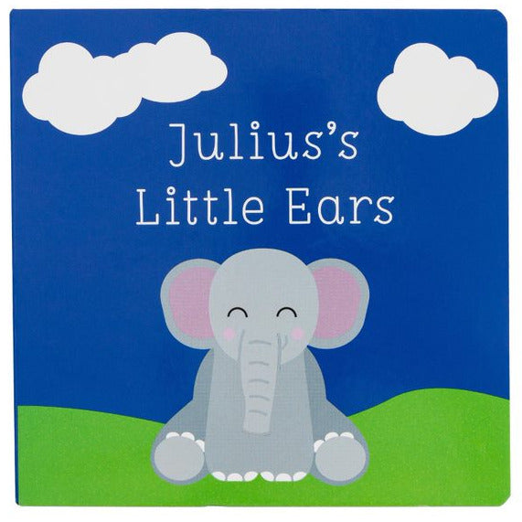 Pearhead Julius' Little Ears Board Book & Elephant Plush Toy Set Blue & Grey Age-3 Years & Above