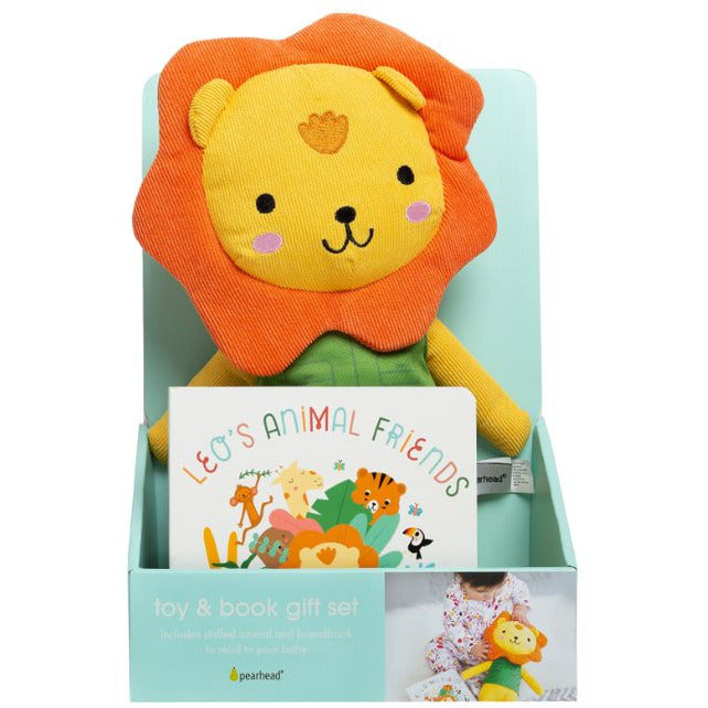 Pearhead Leo's Animal Friends Board Book & Leo Lion Plush Toy Set Multicolor Age-2 Years & Above