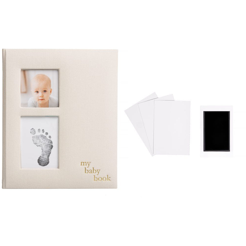 Pearhead Linen Babybook Ivory Age-Newborn & Above