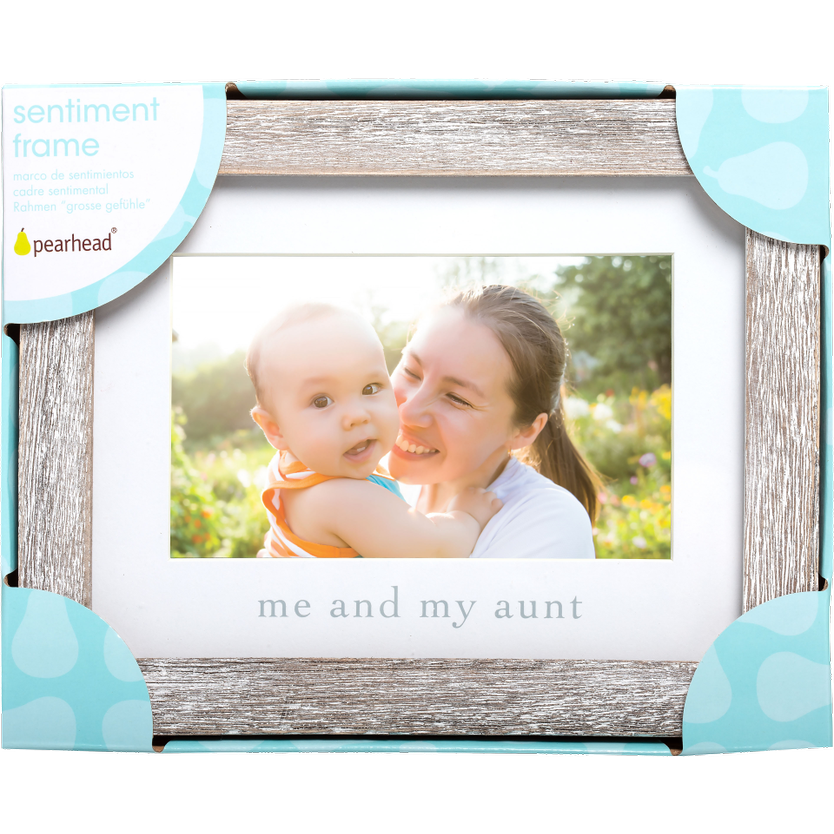 Pearhead “Me and My Aunt” Sentiment Frame Rustic Beige Sand & White Age-Newborn & Above
