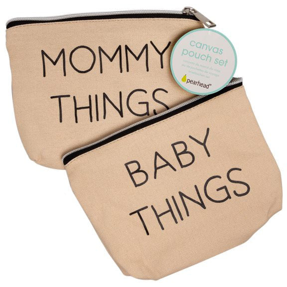Pearhead Mommy and Baby Travel Pouch Beige Sand & Black