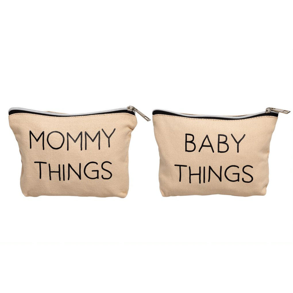Pearhead Mommy and Baby Travel Pouch Beige Sand & Black