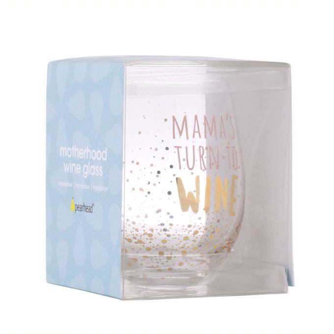 Pearhead Motherhood Wine Glass Mama’s Turn to Wine Transparent