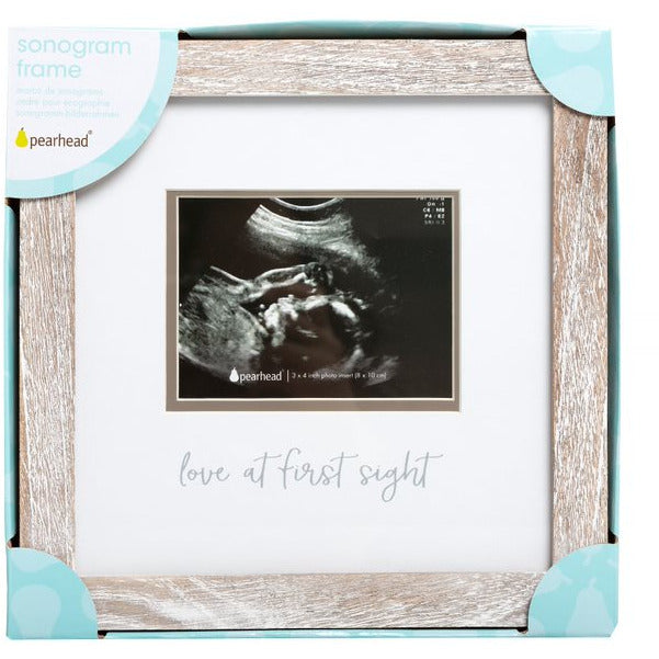 Pearhead Rustic Sonogram Frame Beige Sand & White
