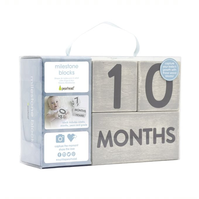 Pearhead Wooden Milestone Blocks Grey & Black Age-Newborn & Above